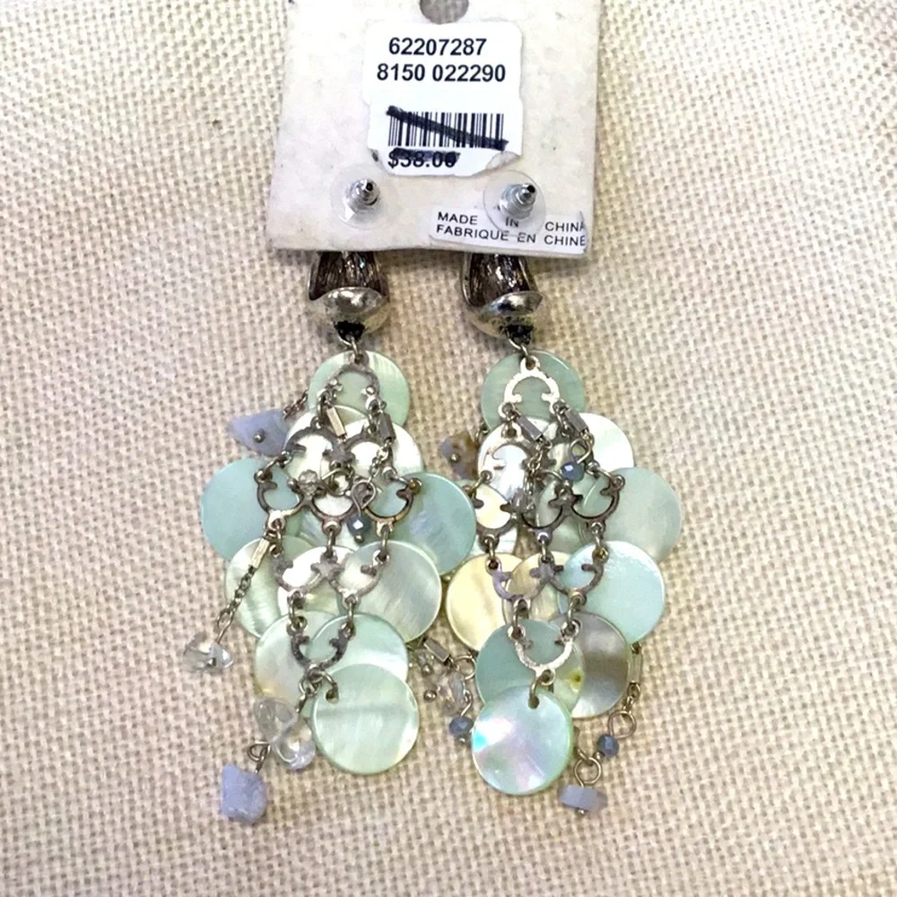 Free People Mother Of Pearl Dangling Earrings NEW - Picture 2 of 3